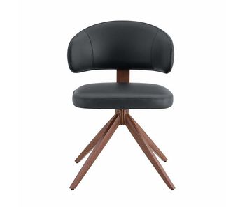 Silla de comedor giratoria - 360° con estructura metálica, acolchado cómodo y diseño moderno para oficina y salón - negro