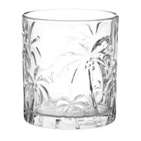 vaso de coctel vidrio grabado con palmeras