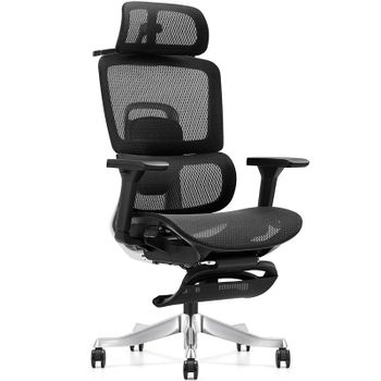 Owlotech Luxa Silla de Escritorio Ergonómica Mesh con Reposapiés Negra