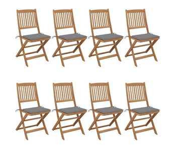 Sillas de jardin plegables 8 unidades madera maciza acacia y cojines