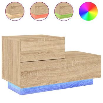 Mesita De Noche Con Luces Led Roble Sonoma 70x36x40,5 Cm Vidaxl