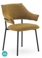 pack 4 sillones tapizados chenilla jaspeado mostaza