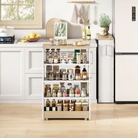 carrito de cocina - mueble auxiliar con ruedas - mdf - blanco y natural 55x20x85cm