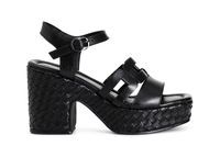 sandalias gilda de piel con dos bandas delanteras y cuna tejida black 37