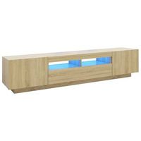 armario tv con luces led color roble sonoma 200x35x40 cm vidaxl