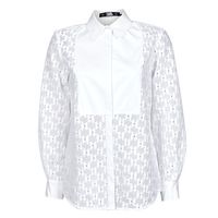 karl lagerfeld camisa kl monogram lace bib shirt para mujer