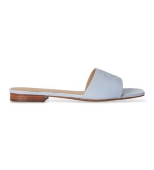 Lauren Ralph Lauren para mujer. 802959143011 Sandalias tipo chancla Everley de napa azul (38), Piel, Plano, Ninguno, Casual