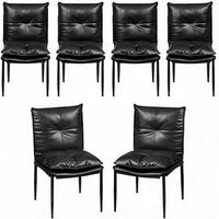 juego de 6 sillas de comedor respaldo alto asiento de piel sintetica con patas de metal color negro
