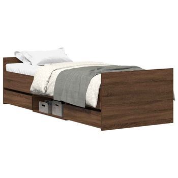 Cama Individual | Cama Para Adultos | Estructura De Cama Con Cabecero Piecero Roble Marrón 75x190 Cm