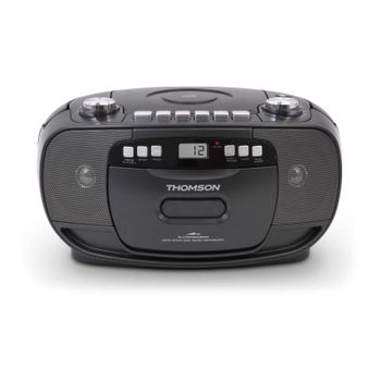 Radio portátil Thomson RK200CD AM FM reproductor CD cassette LCD negro 2,4W batería/AC