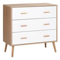 comoda de madera 80x39x80 cm blanco y natural