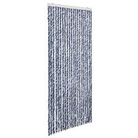 cortina mosquitera  mosquitera chenilla azul blanco y plateado 90x220 cm