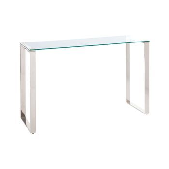 Consola De Vidrio Templado Transparente Plateado 120 X 40 Cm Acero Inoxidable Tilon