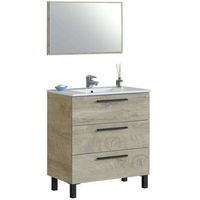 mueble de bano con tres cajones y espejo