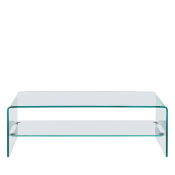 Mesa de centro de doble nivel en vidrio l110cm - transparente