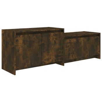 Mueble De Tv Madera De Ingeniería Roble Ahumado 146,5x35x50 Cm Vidaxl