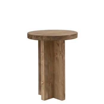 Taburete de madera maciza en tono envejecido de 35x45cm
