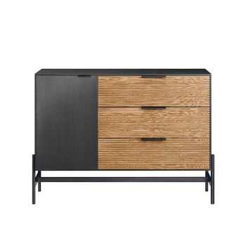 Aparador multifuncional con 1 puerta y 3 cajones madera negra