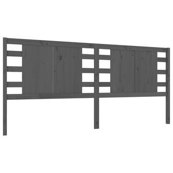 Cabecero Cama | Panel De Cabecera Madera Maciza De Pino Gris 206x4x100 Cm