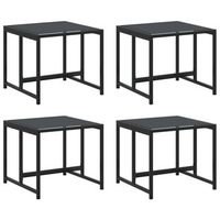 taburetes de jardin  otomana de jardin  reposapies de jardin con cojines 4 uds acero y textilene negro