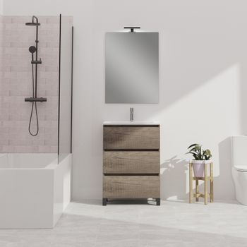 Conjunto De Baño Wink | 70 Cm Nebraska | Tres Cajones | Lavabo Empotrado | Mueble Montado | No Incluye Espejo | Alday