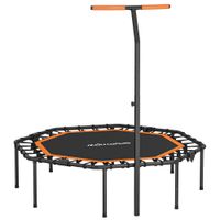 sportnow trampolin de fitness trampolin de entrenamiento con pasamanos ajustable estable y silencioso para uso en interiores acero naranja   aosom espana