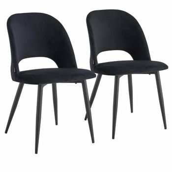 Juego de 2 sillas de acero y terciopelo negro