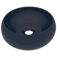 lavabo de bano moderno  lavabo de lujo redondo ceramica azul oscuro mate 40x15 cm