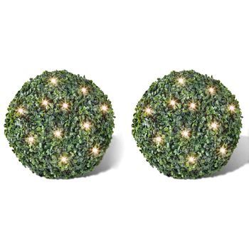 Hoja Artificial Bola De Poda 35 Cm Con Cuerda De Led Solar 2 Piezas Vidaxl