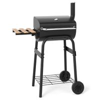 costway parrilla de carbon de barri parrilla barbacoa portatil de exterior con mesa lateral plegable termostato estante de almacenamiento negro