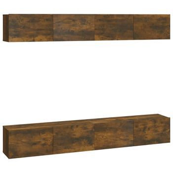 Muebles De Tv 4 Piezas Roble Ahumado 100x30x30 Cm Vidaxl