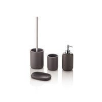 set de accesorios de bano de 4 piezas en resina gris
