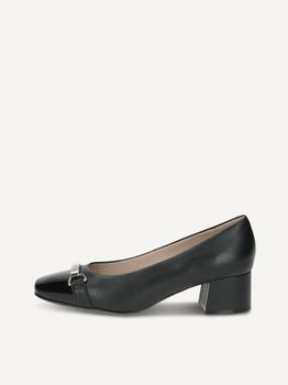 CAPRICE Pumps, black, made of Leather and textile with Trapeze heel, Size 36