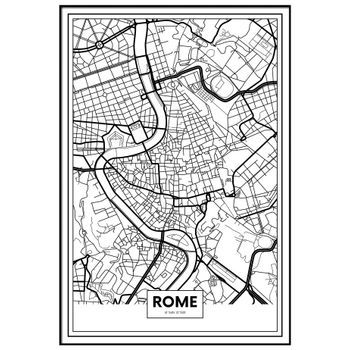 Panorama Cuadro Metacrilato Enmarcado Mapa De Ciudad Roma 70x100 Cm