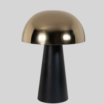 Lámpara de hierro negro con pantalla dorada en forma de sombrero