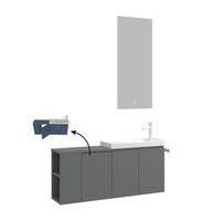 conjunto de mueble con lavabo y espejo 2 piezas  - 40 x 22 x 45 cm - gris mate