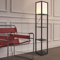 lampara de pie stapleford 3 estantes 1xe27 60w madera plastico 160 x 26 x 26 cm negro  blanco luxpro
