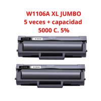2 toner compatibles hp w1106a xl  106a - con chip -alta capacidad hp laser 107a 107w  mfp 135a 135w 137fnw 5000c 5