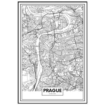 Panorama Cuadro Metacrilato Enmarcado Mapa De Ciudad Praga 50x70 Cm