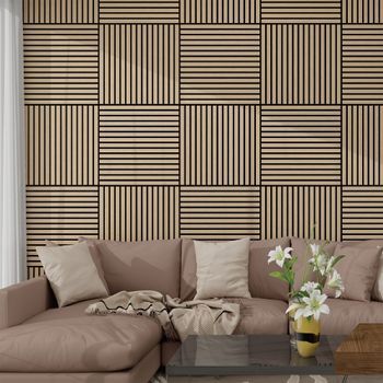 Set De 16 Paneles Acústicos Vang 3d 5,76 M² Lamas Lineales - Nogal Claro [neu.holz]