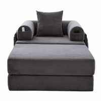 sofa cama individual - diseno ergonomico estructura de metal estable cojin incluido - gris oscuro