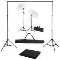 kit estudio fotografico con telon de fondo lamparas y paraguas vidaxl