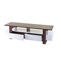 mueble tv mesa de centro con cajones aspecto nogal brillante 46x150x45cm 040005452