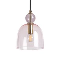 ledkia lampara colgante metal y cristal mono-baudelaire rosa
