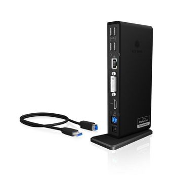 Base para portátil ICY BOX IB-DK2241AC USB 3.2 HDMI DVI Ethernet 2K Negro