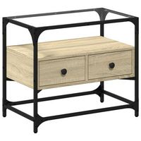 mueble tv  mueble de salon  gabinete de tv cristal y madera ingenieria roble sonoma 60x35x51 cm