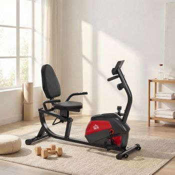 Bicicleta Estática Homcom Acero Abs, 136x62,5x98 Cm, Rojo