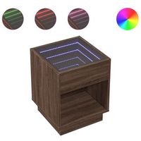 mesa de cafe - mesa de centro con infinity led marron roble 40x40x50 cm