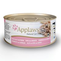 applaws cat food cans 70g - tuna  fish in broth - tuna fillet with prawn 24 x 70g