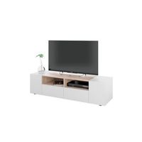 modulo de tv tamiko blanco artik blanco mate - roble canadian 138 x 34 x 402 cm